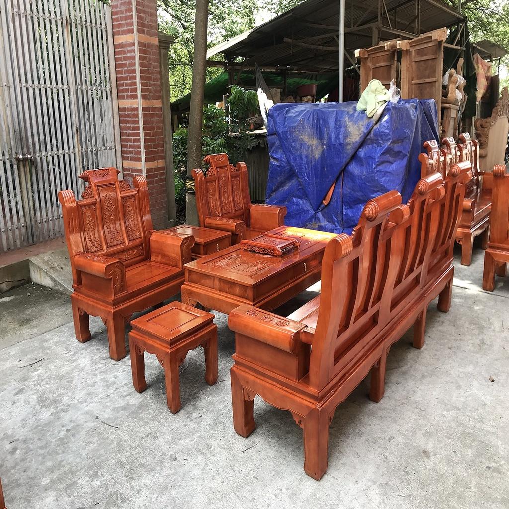 Bộ Bàn Ghế Âu Á Chương Cuốn Thư Gỗ Sồi Nga