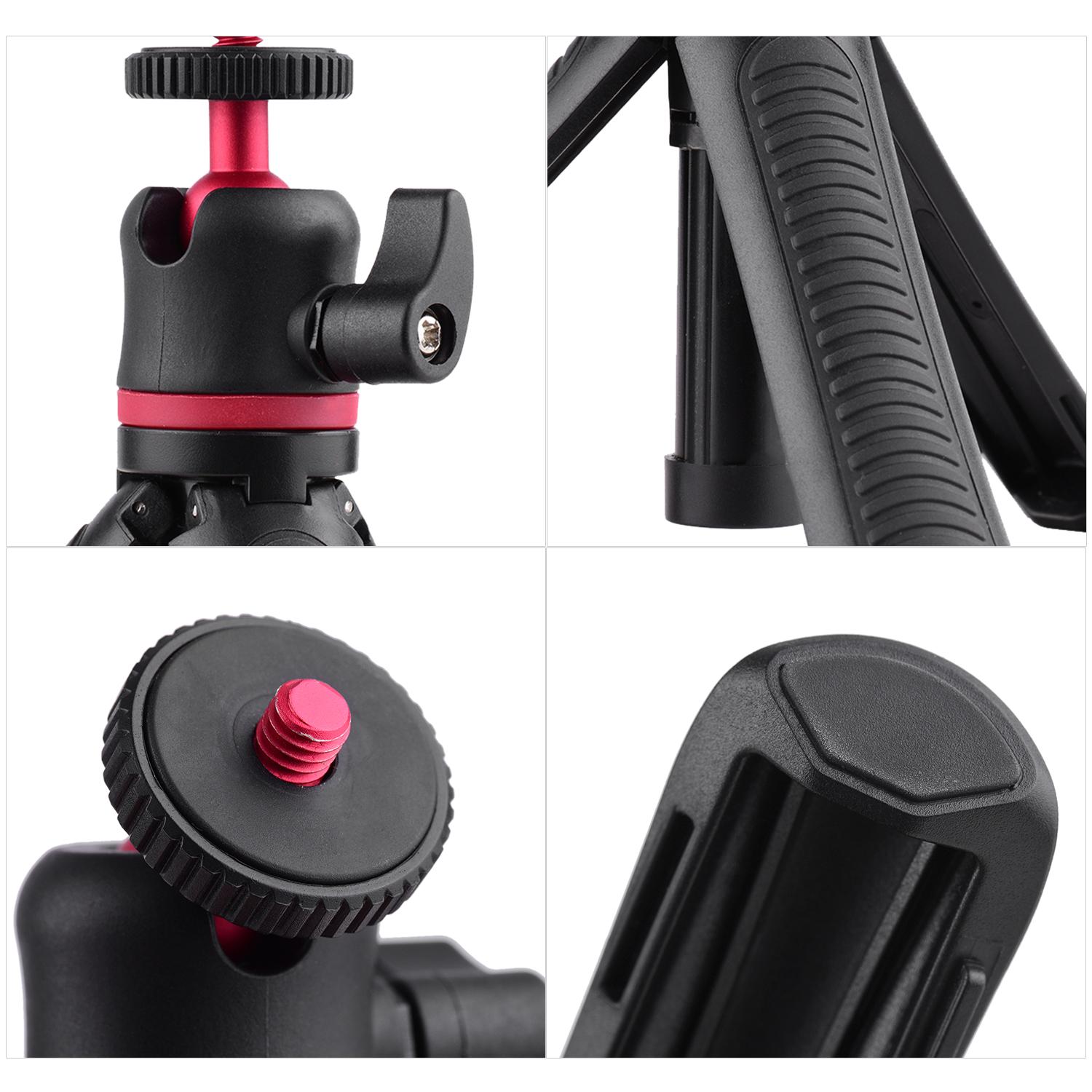 Mini Extendable Desktop Tripod Stand Handheld Selfie Bracket with Flexible Ballhead 1/4 Inch Screw Mount for Travel