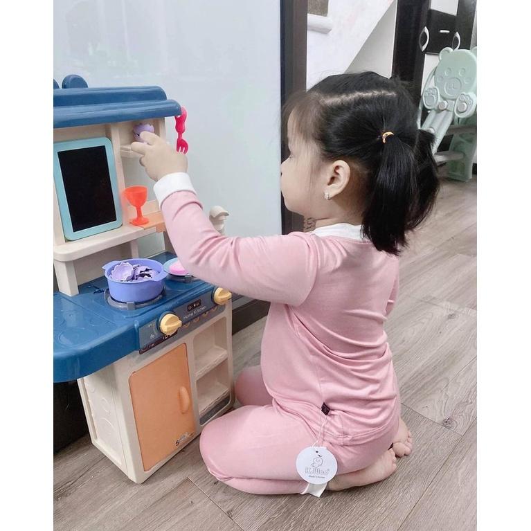 Bộ dài tay thun tăm phối trắng cho bé trai, bé gái cực xinh - MC0176