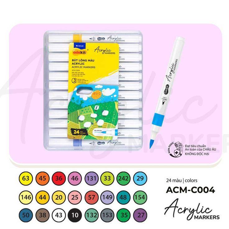 Hộp 24 Bút Lông Màu 1 Đầu Thiên Long Acrylic Markers ACM-C004