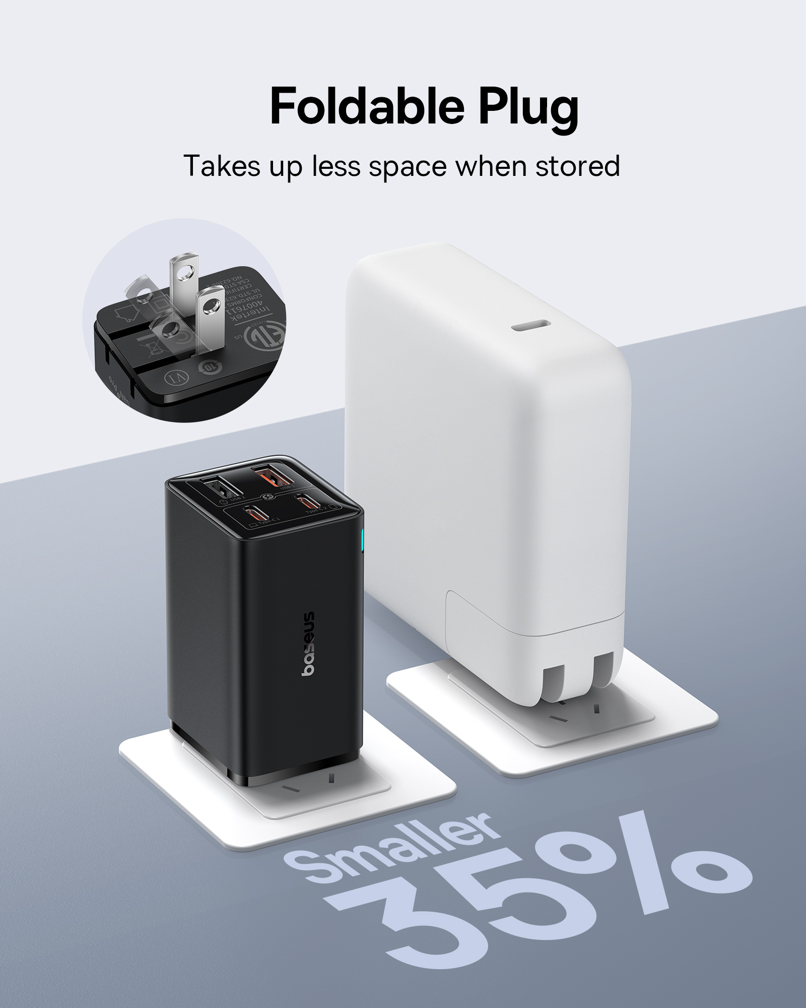 Củ Sạc Nhanh Cho I-Phone, LapTop Baseus 65w GaN6 Pro Quick Charger 2C + 2U Tặng Cáp 100w 1m - Hàng chính hãng
