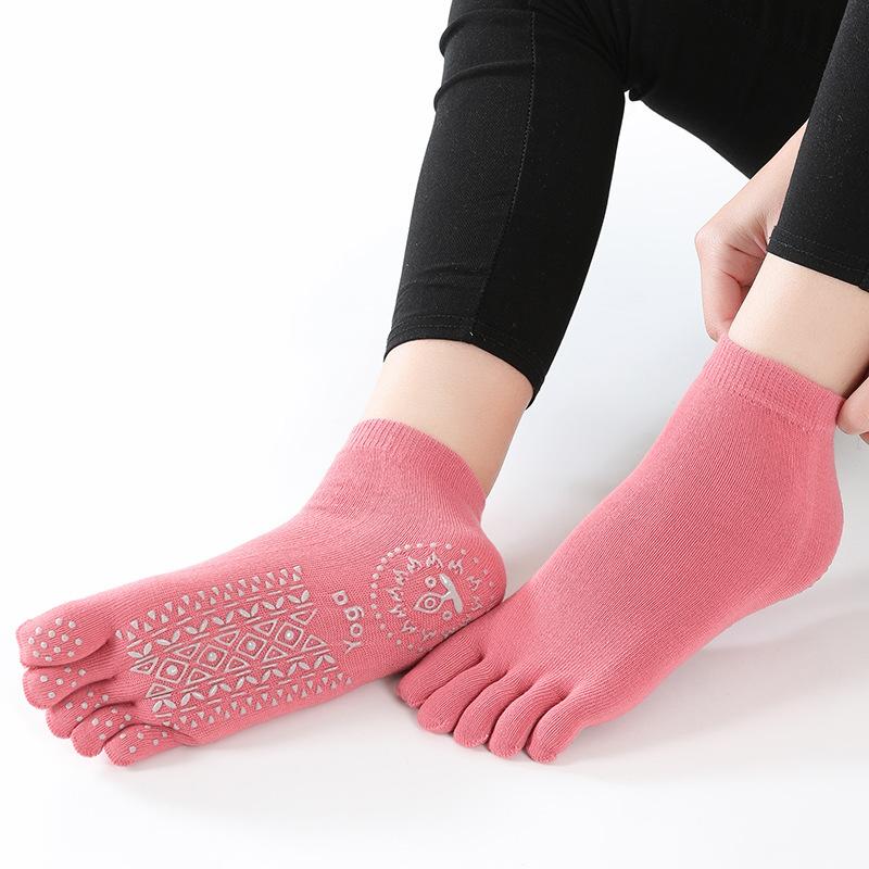Phụ nữ mùa xuân Yoga Silicone vớ năm ngón chân không trượt Ladies Thể thao Grip Pilates Vớ màu: Rust Red Kích thước: EU 34-39