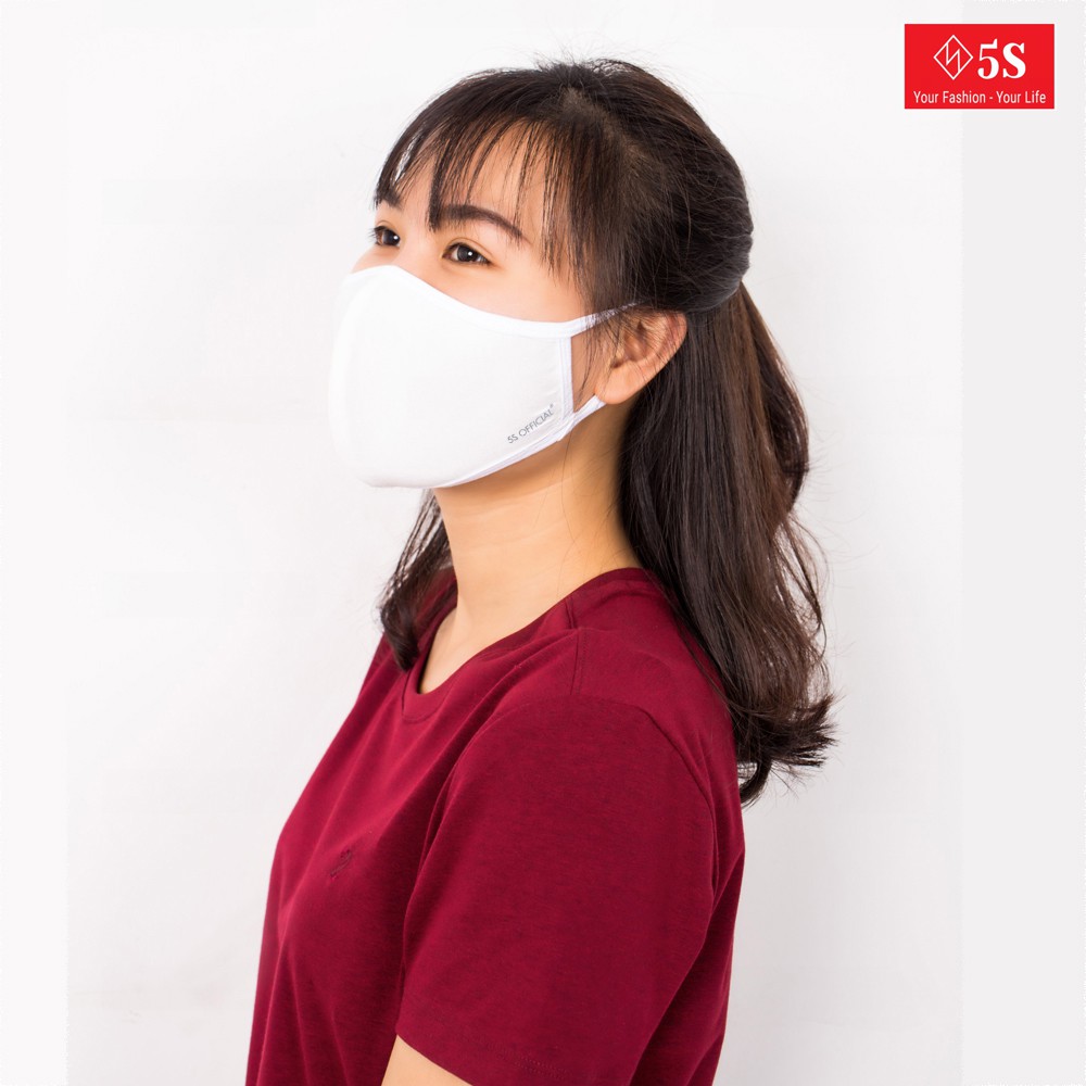 Khẩu Trang Vải Cotton 2 Lớp 5S Chính Hãng, Thông Thoáng, Kháng Khuẩn Cực Tốt (KT5S01)