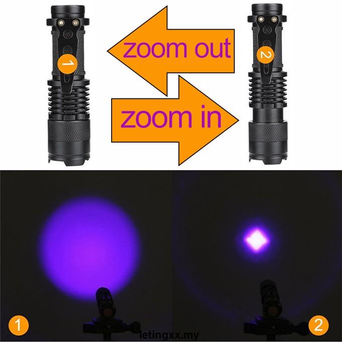 Đèn Pin Mini 395nm Tia Uv Led Tia Cực Tím Chiếu Sáng Cho Thú Cưng
