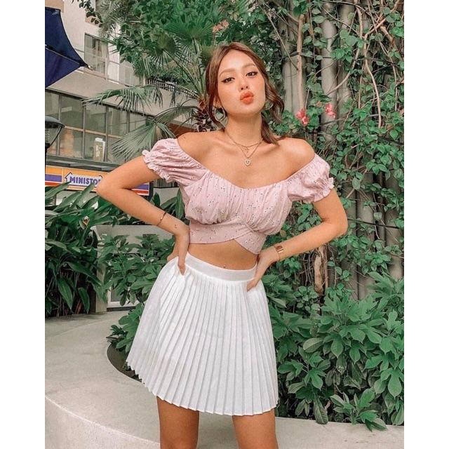 CROPTOP HOA NHÍ RÃ NGỰC THẮT NƠ LƯNG