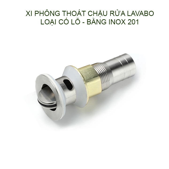 Xi phông chậu rửa mặt Lavabo inox 201 không gỉ, có lỗ thoát tràn