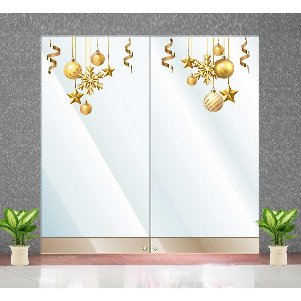 Decal trang trí noel quả châu vàng trang trí