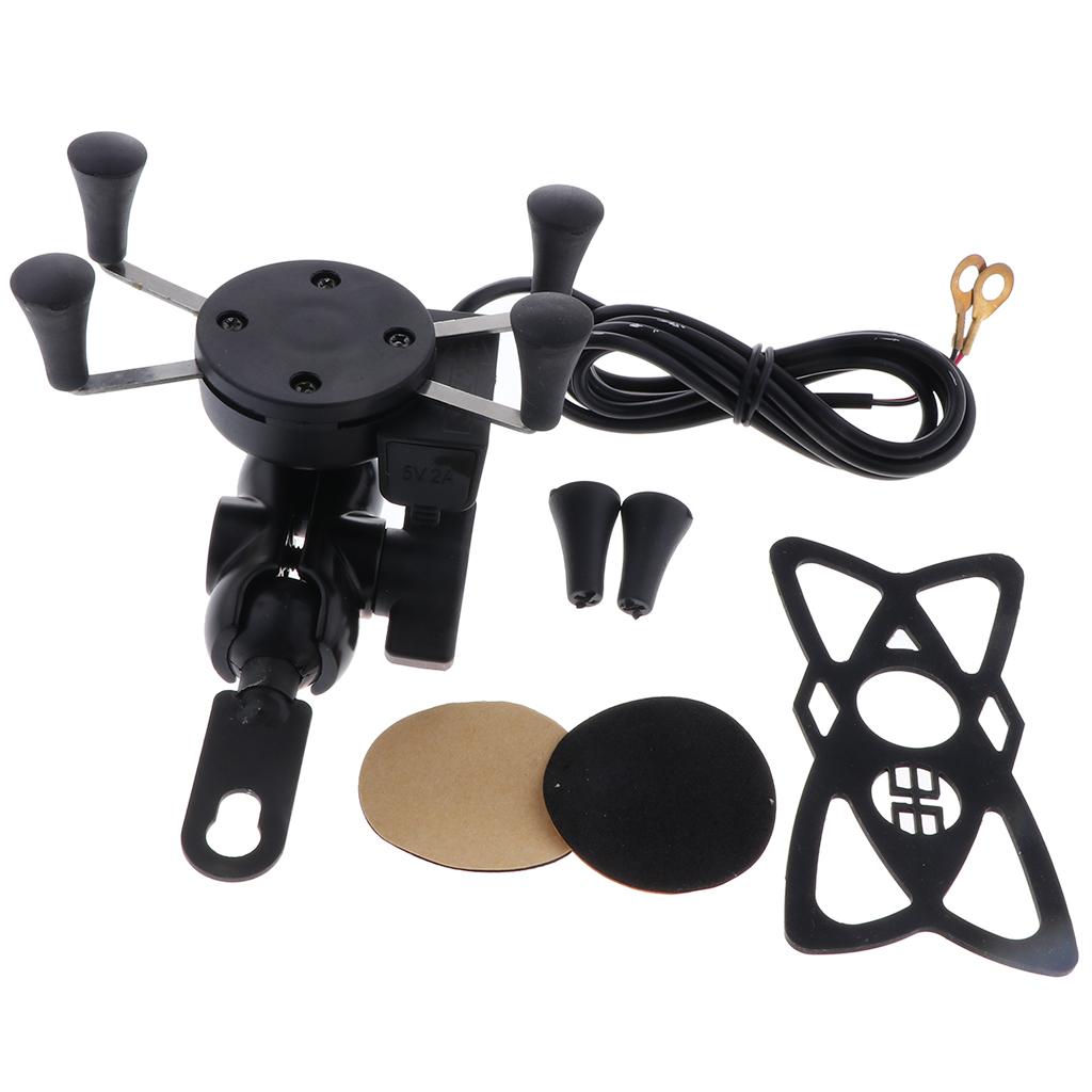 Universal Motorcycle  Handlebar Cell Phone Mount Holder USB Charger