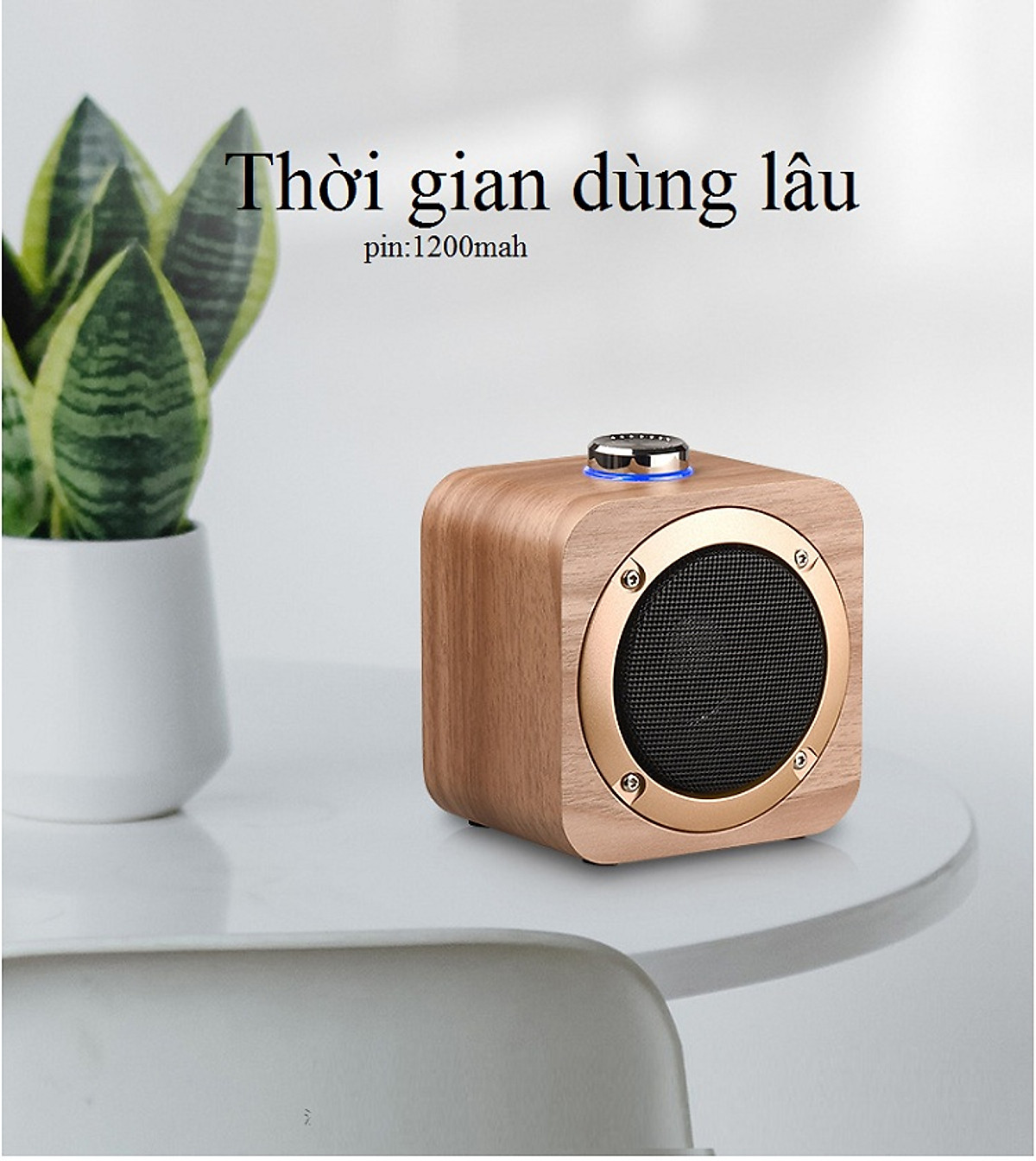 Loa Bluetooth Mini  TWS_Q1B Vân Gỗ Phong Cách Retro Vintage Decor