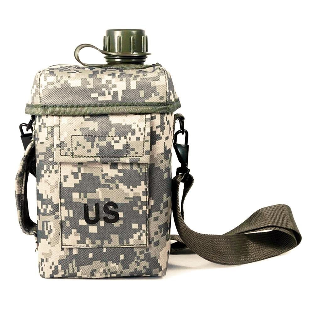 Set Túi Đeo Chéo Kèm Bình Nước Cắm Trại Dã Ngoại Họa Tiết Quân Đội 2L