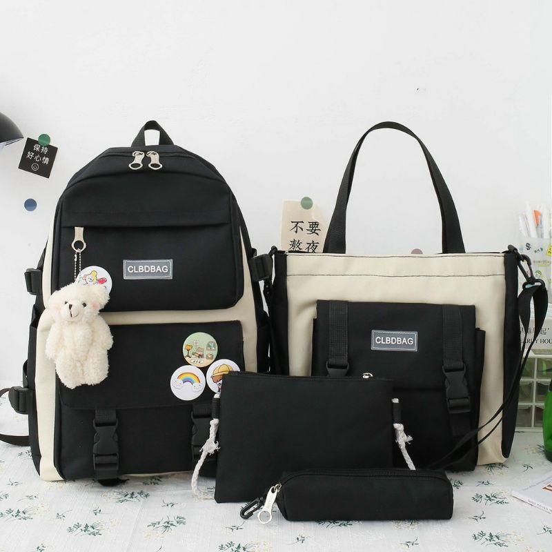 Set balo 4 món đi học laptop balo combo 4 món ulzzang