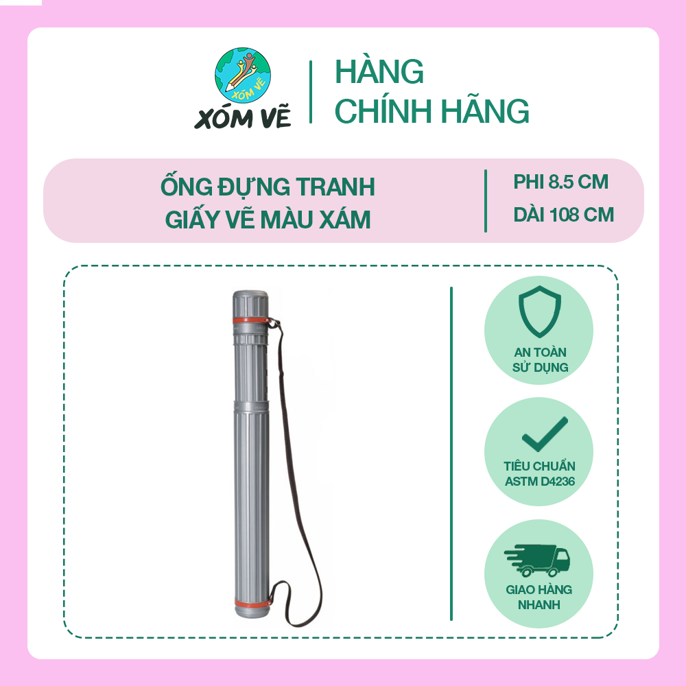 Ống đựng tranh, giấy vẽ, phi 8.5cm dài 108cm màu đen/ màu xám/ 11cm dài 137cm màu đen