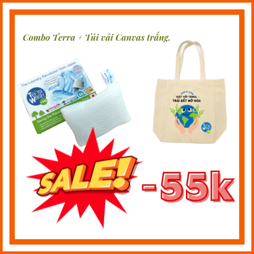 Combo Túi Giặt Terra Wash Mg Và Túi Vải Canvas Trắng.