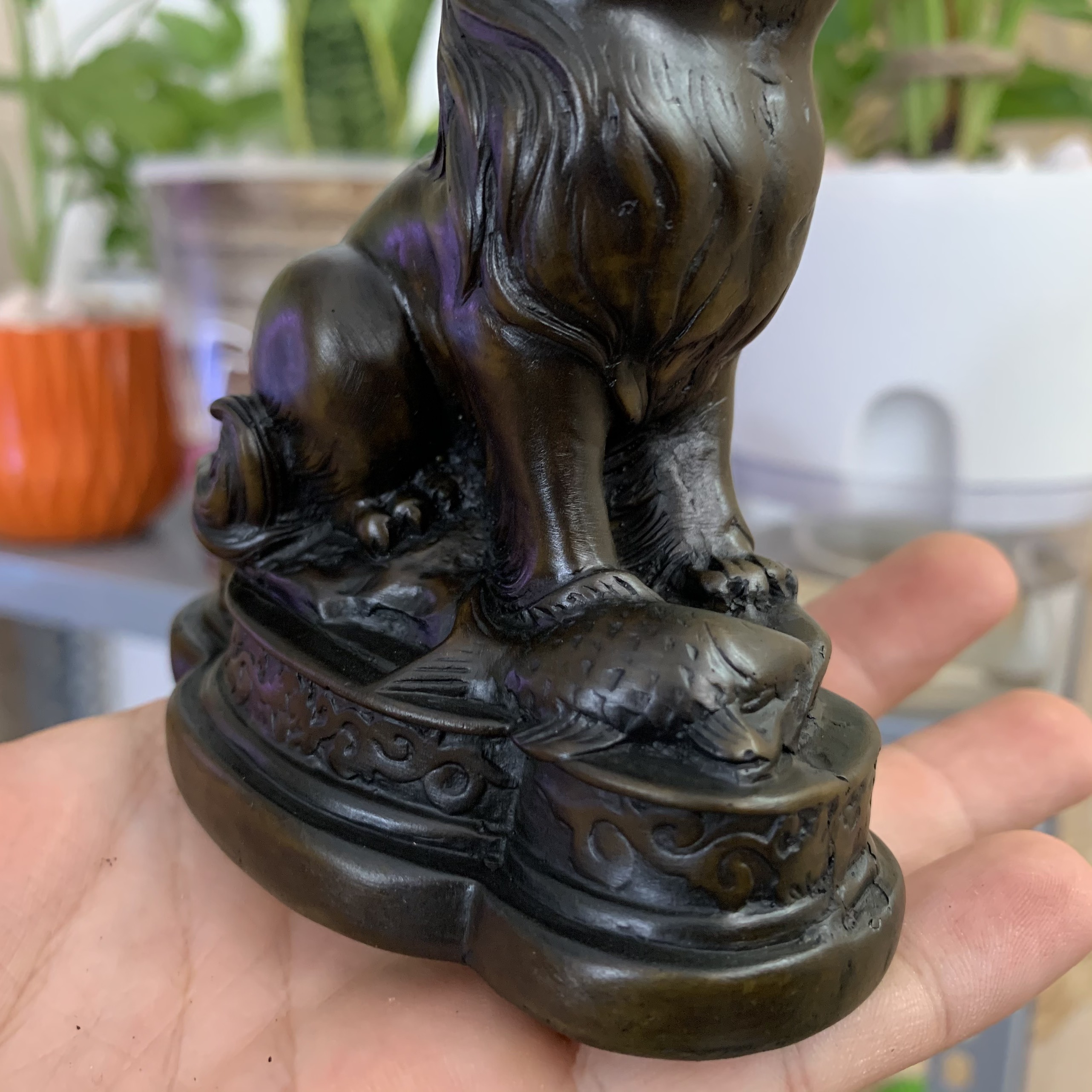 Tượng đá con mèo trang trí phong thủy bàn làm việc mang may mắn - Chiều cao 10cm