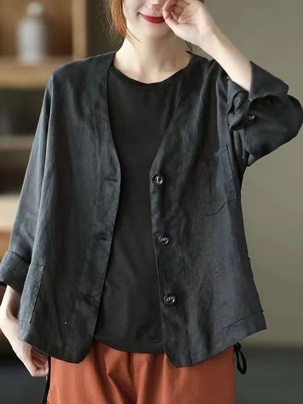 Áo Vest Blazer form vừa tay dài, có túi ngực, chất vải Linen mềm thiết kế trẻ trung công sở Đũi Việt