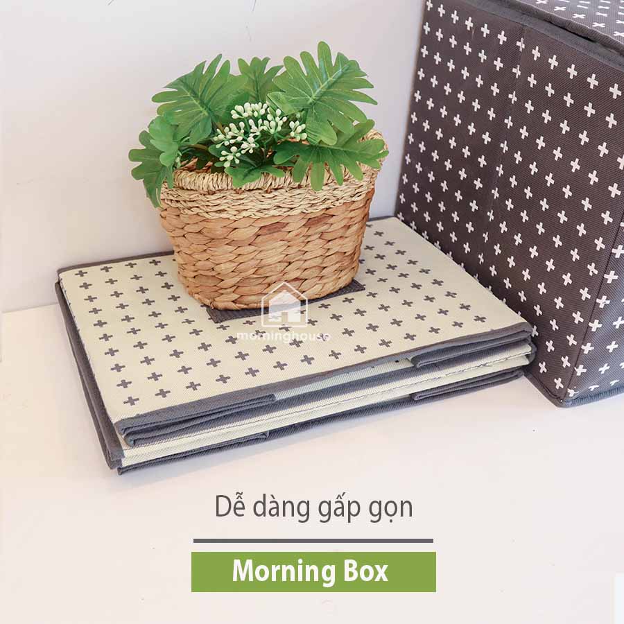 Hộp đựng quần áo gấp gọn có nắp Morning House - Size M - Màu kem