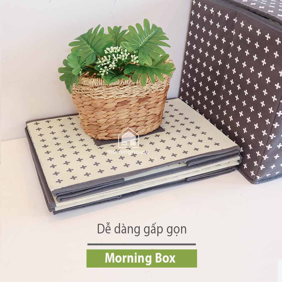 Combo 2 hộp đựng đồ gấp gọn có nắp đậy Màu kem- Morning House - Gấp gọn di chuyển tiện lợi