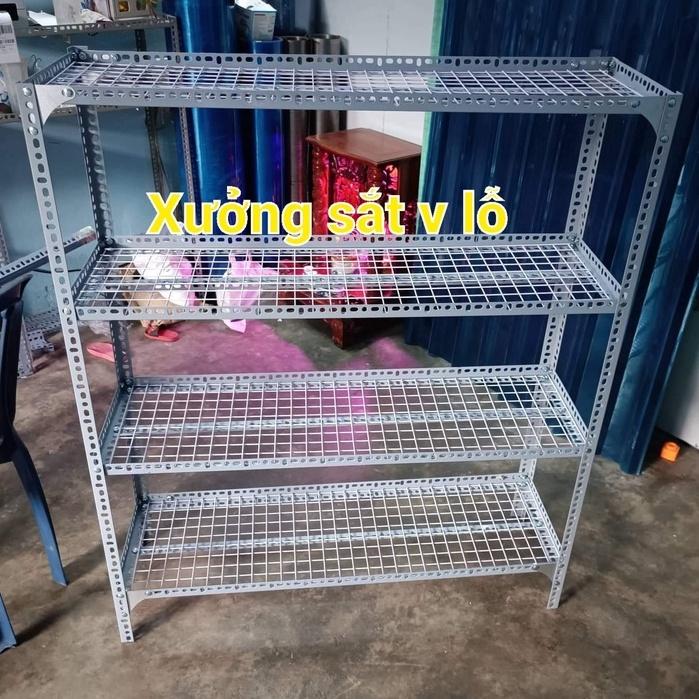 Kệ sắt v lỗ Rộng 30cm x Dài 1,5m ,Cao từ 60cm đến 1,5m ,kệ sắt v lỗ vỉ lưới sắt ô vuông nhiều tầng kệ