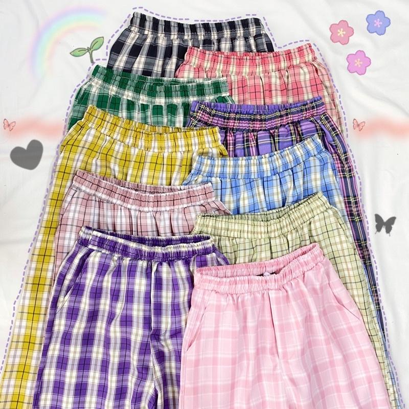 Quần caro ống rộng unisex ( ảnh thật