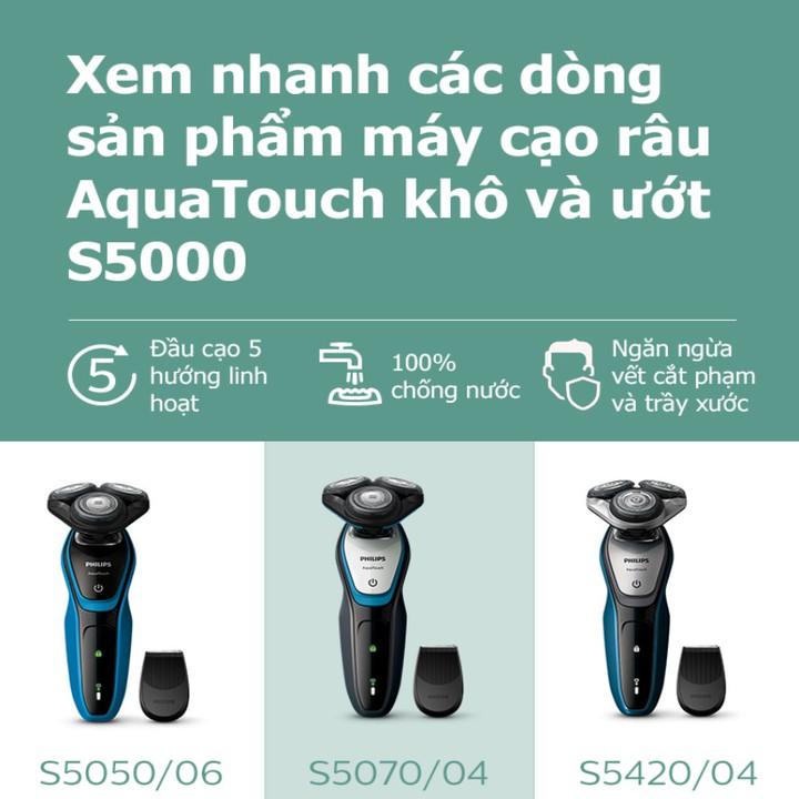 Máy Cạo Râu Khô Và Ướt Thương Hiệu Cao Cấp Philips S5070, tích hợp cả lưỡi thẳng cạo mai, sạc nhanh  (Hàng chính hãng)