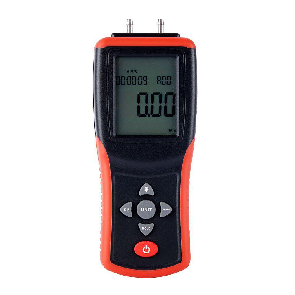 Digital Manometer 2.4-inch LCD High Precision Hand-held Dual-port Manometer ±2Psi Differential Air Pressure Gauge Tester with 12 Units