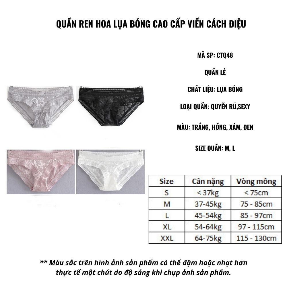 Quần ren hoa lụa bóng cao cấp viền cách điệu