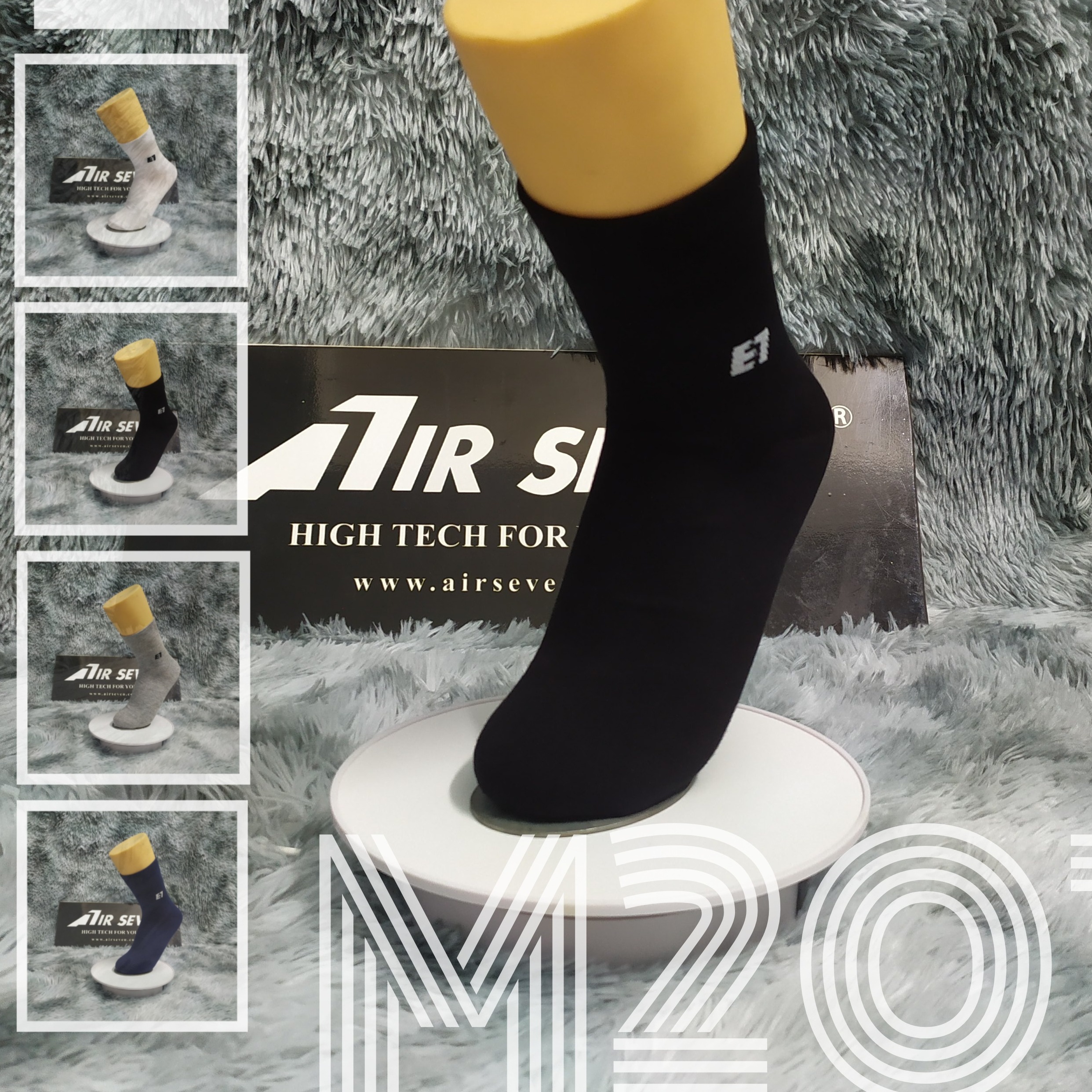 Tất Vơ Nam Cổ Trung Cotton M201 Kháng Khuẩn Khử Mùi. Trắng, Đen, Xanh Đen, Xám - Đen - Free Size