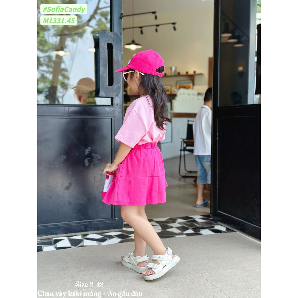 Set đồ đi chơi cực chất cho bé gái hình GẤU DÂU LOTSO size 12-40kg hàng thiết kế cao cấp