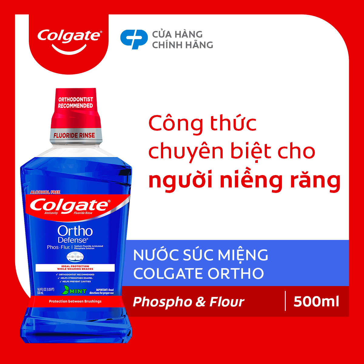 Nước Súc Miệng Colgate Ortho Với Công Thức Chuyên Biệt Cho Người Niềng Răng 500Ml