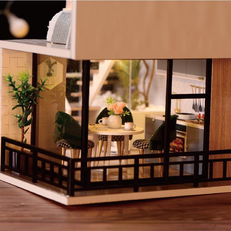 Mô hình nhà búp bê Doll House Miniature_ THE SATISFIED TIME_có TẤM CHE BỤI + KEO