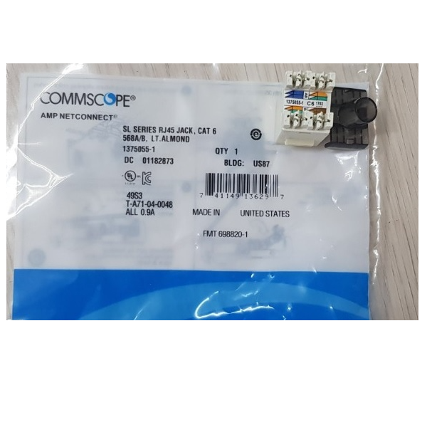 Đầu nối cáp mạng kiểu jack loại RJ45 cat6, Nhân mạng RJ45 cat6 Commscope 1375055-1 (Hàng chính hãng)