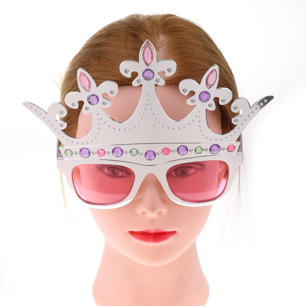 Fashion Gem Silver Crown Sunglasses Kids Adults Princess Xmas Birthday Tiara Eye Glasses Party Fancy Dress Photo Props