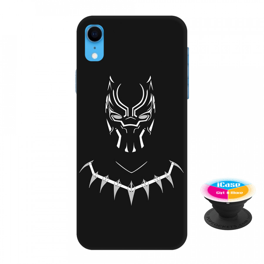 Ốp lưng nhựa dẻo dành cho iPhone XR in hình Báo Đen - Tặng Popsocket in logo iCase - Hàng Chính Hãng
