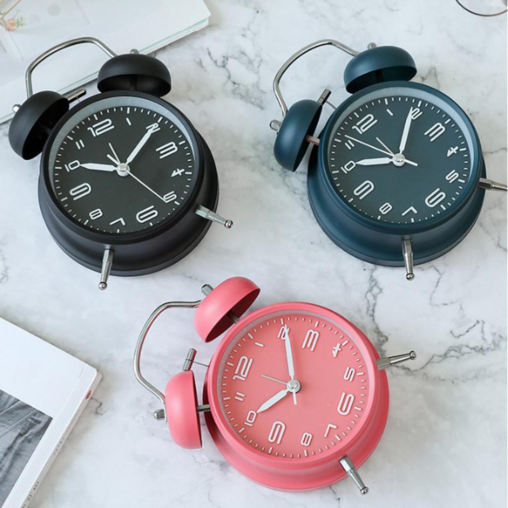 Classic Style Loud Double Bell Mechanical Alarm Clock for Kids Bedroom-Pink