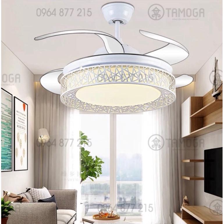 Quạt trần đèn chùm, quạt trần trên nhà đèn dấu cánh white color HAPOVA DQ 8050 + khuyến mãi kèm theo khiển