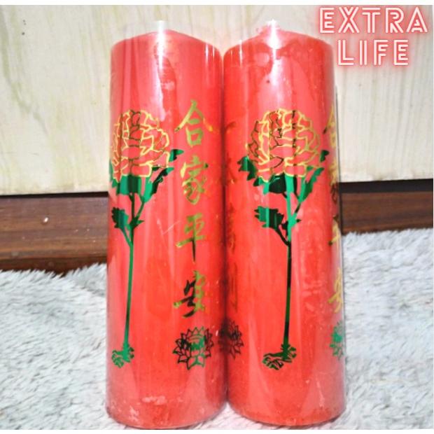 Đèn cầy - Nến trụ đỏ hình hoa sen cao 12 cm - Cam kết không mùi không khói