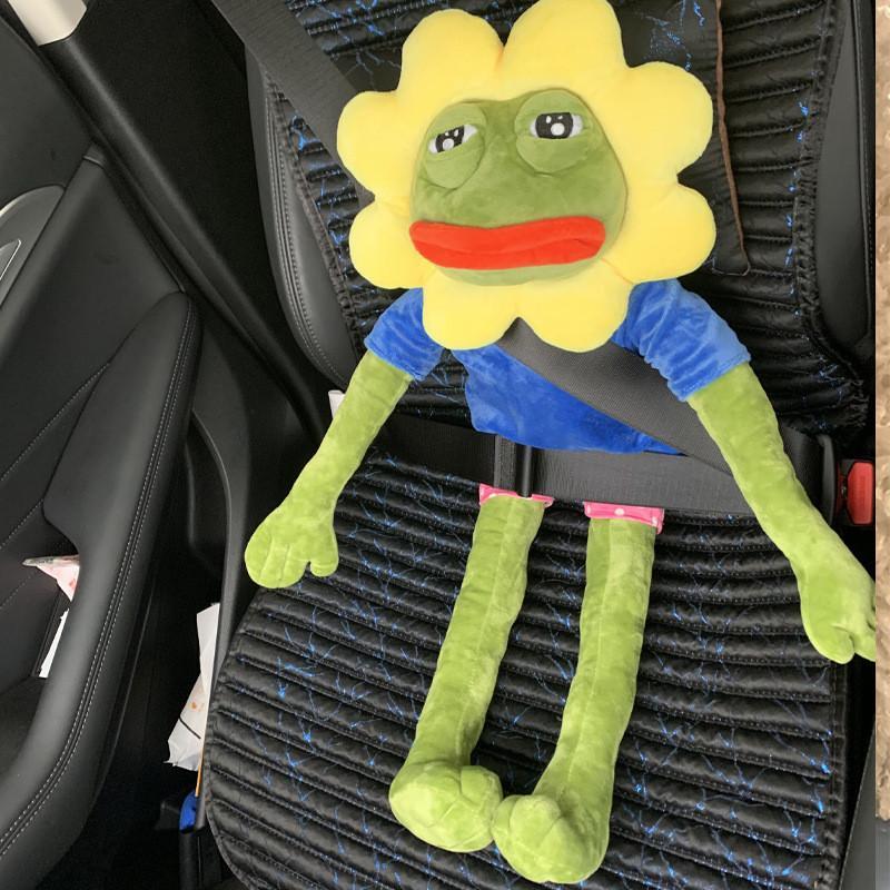 Gấu bông ếch xanh Pepe sad frog 50cm 75cm đội hoa hướng dương siêu bựa dành cho vozer - B