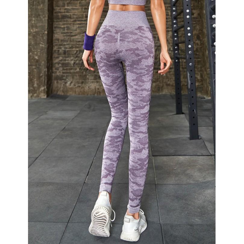 Quần Legging Dài Tập Gym Yoga Aerobic Zumba Nữ Vải Dệt Kim Cao Cấp Phong Cách Camo Âu Mỹ