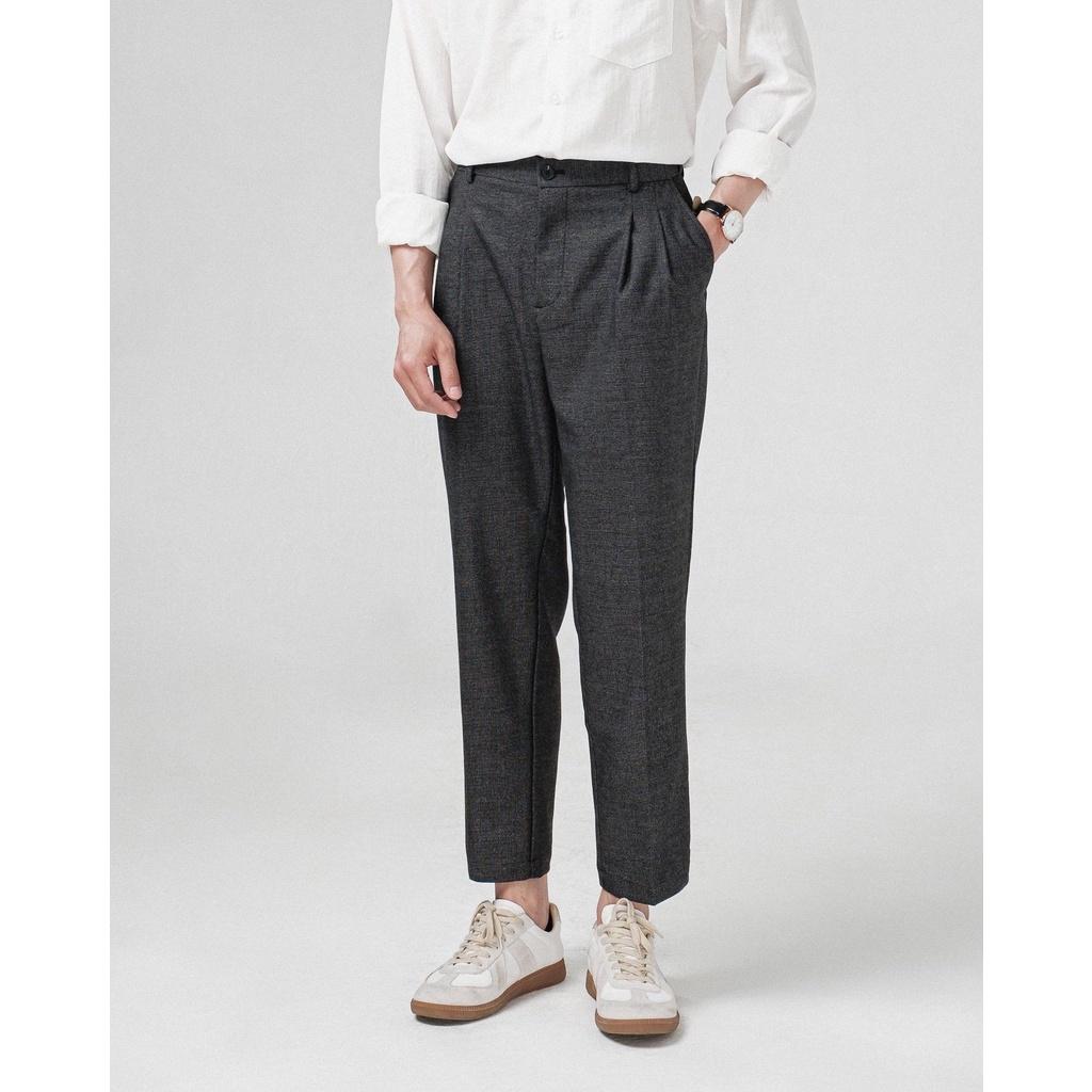 Quần âu nam kẻ caro SSSTUTTER ống đứng cổ điển CHECK PLEATED PANTS