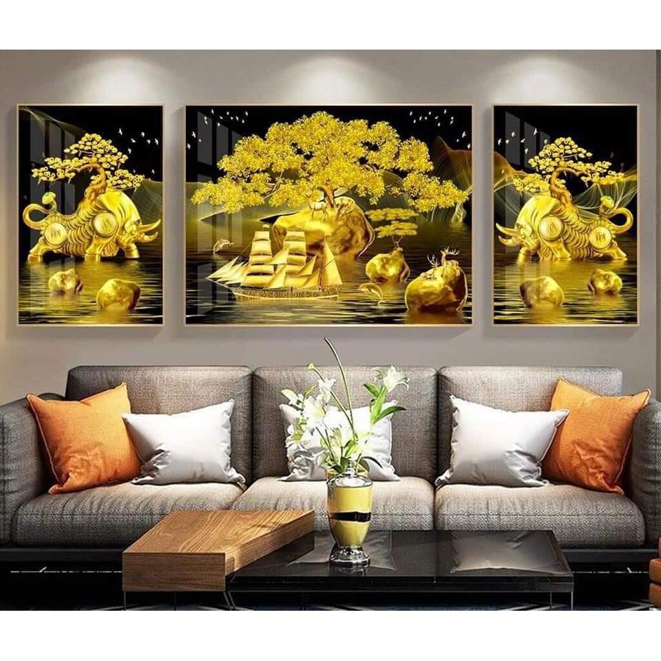 Bộ 3 tranh tranh tráng gương cao cấp Giá xưởng 40x60x3