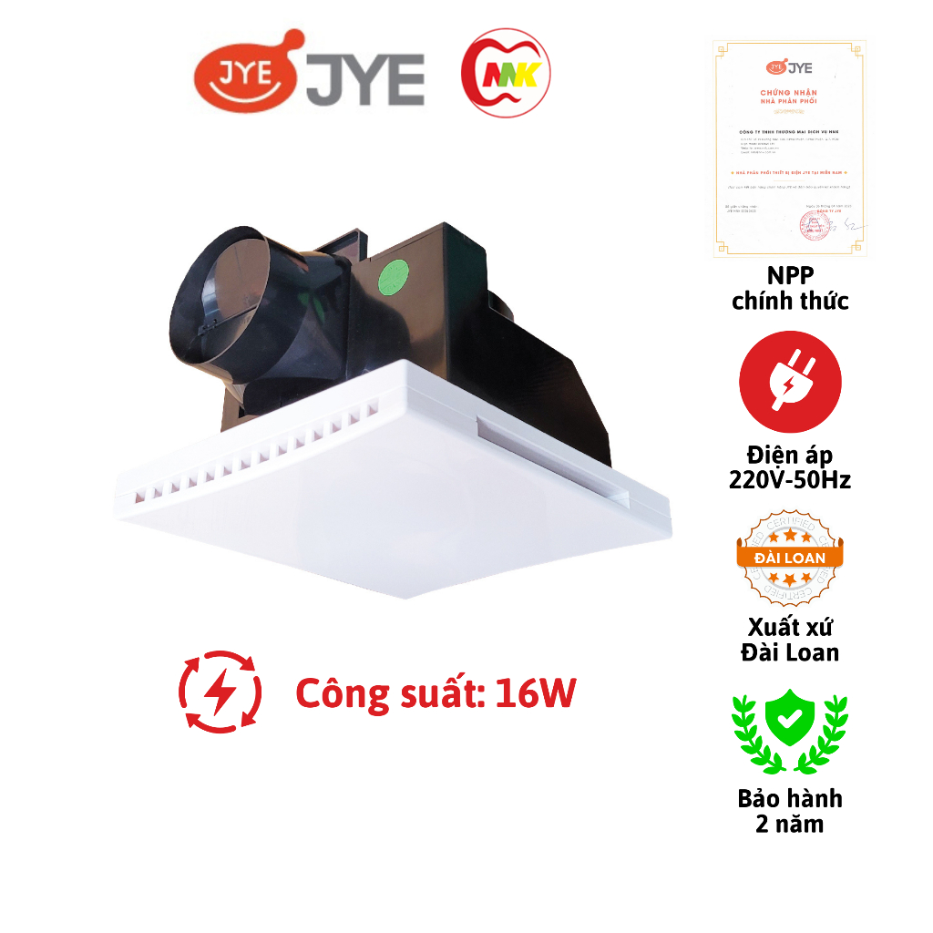 Quạt hút thông gió âm trần JY-B9028 và JY-B9028 LED 16W KT 285x245mm JYE hàng chính hãng