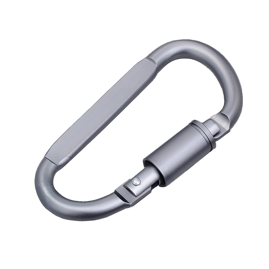 3pcs Tin Alloy D Type Carabiner Keychain Buckle Screw Locking Hook Outdoors