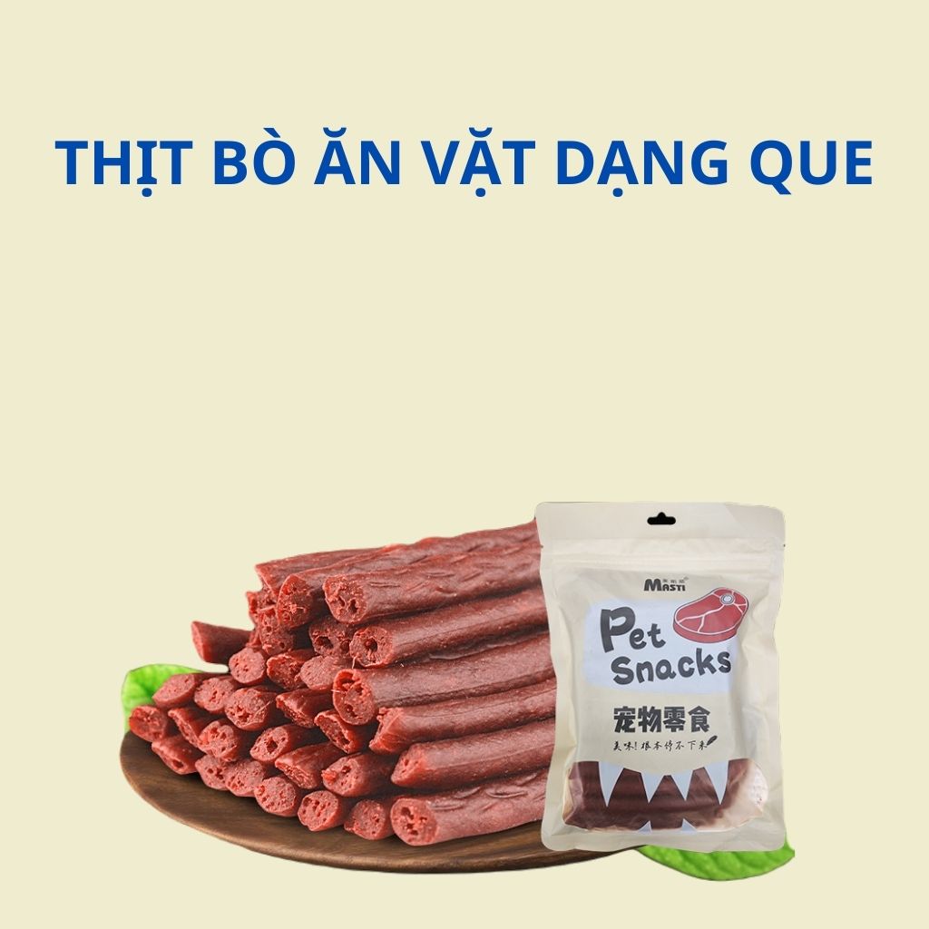 Snacks thịt bò sấy MASTI ăn vặt cho chó mèo, bổ sung canxi, làm sạch răng - gói 500g