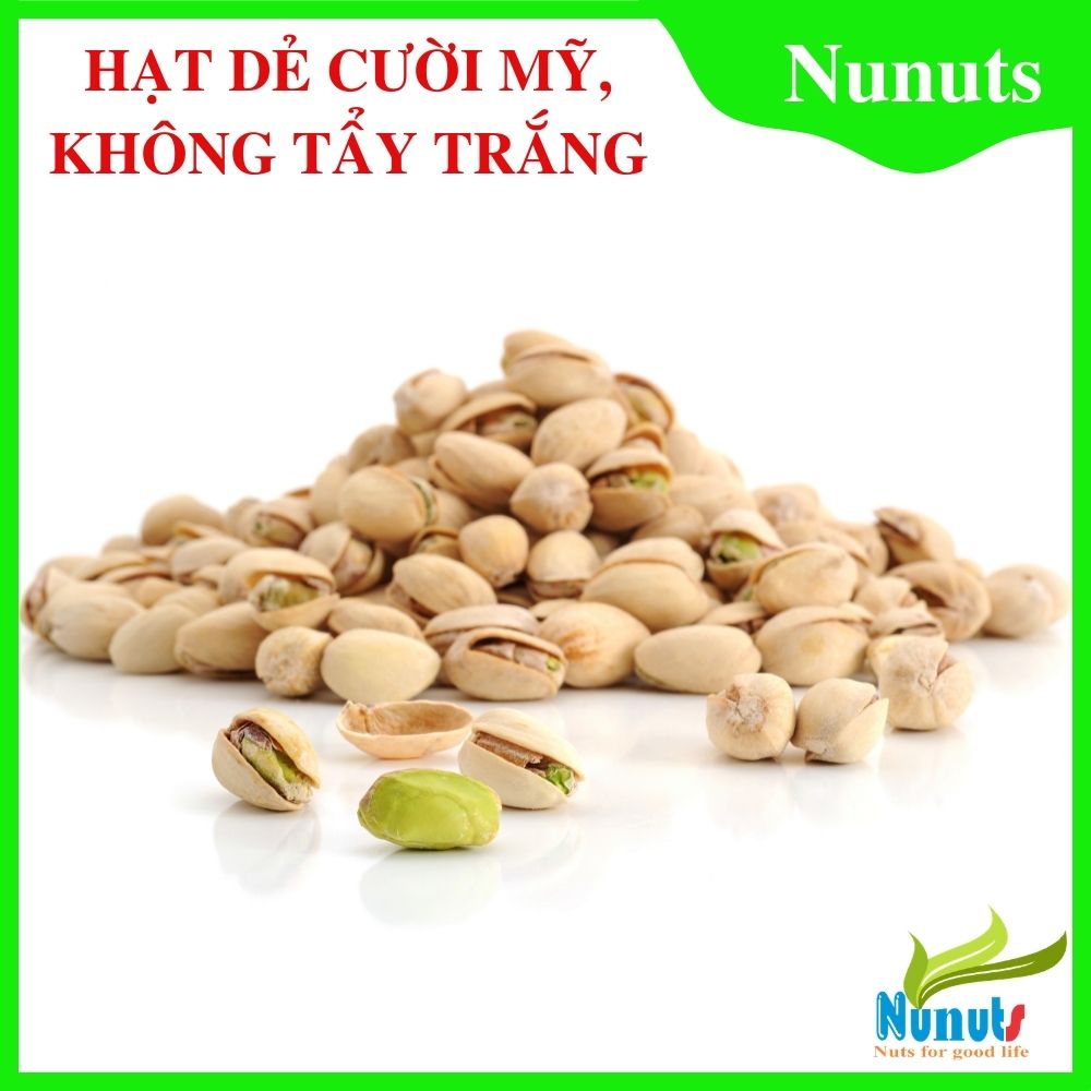 Combo 2 hũ Hạt dẻ cười không tẩy trắng Mỹ Nunuts. , vỏ màu ngà ngà vàng, hạt giòn, ít muối, nhân ngọt, ăn vặt cực ngon ( mỗi hũ 450g).