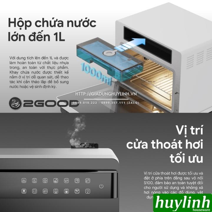 Nồi chiên không dầu hấp hơi nước siêu nhiệt 2Good S100 - Dung tích 20 lít - 1800W - Tặng bao tay chống bỏng - Hàng chính hãng