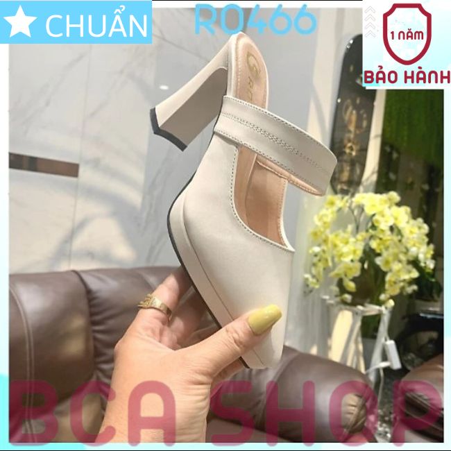 Giày cao gót nữ 8p RO466 ROSATA tại BCASHOP bít mũi, hở gót, gót trụ cùng màu thân - màu trắng kem