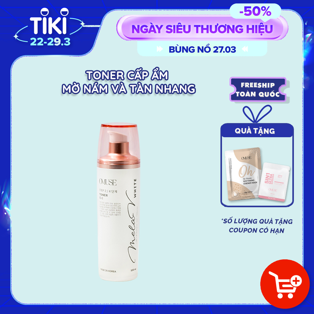 Nước hoa hồng cấp ẩm, giúp mờ nám và tàn nhang cho da OMUSE MelaV White Toner 120ml