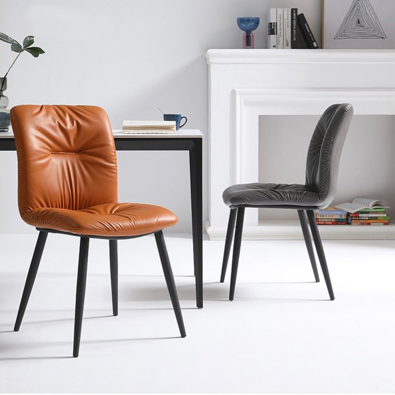 Ghế phòng ăn ghế tiếp khách showroom phong cách Industrial nệm dày dặn bọc da PU mềm bóng chân sắt sơn tĩnh điện / dining chair/ showroom chair / industrial chair LUX24A-P TpHCM