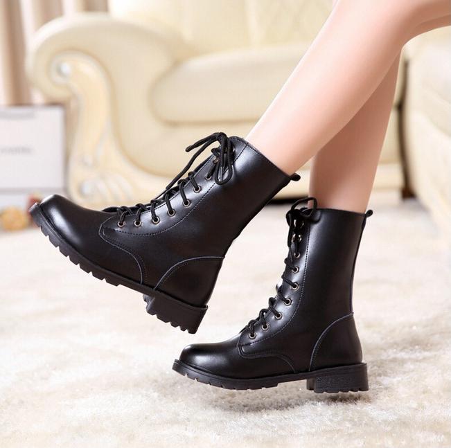 Giày boot nữ cao cổ phong cách ulzzang đế cao 2cm B140