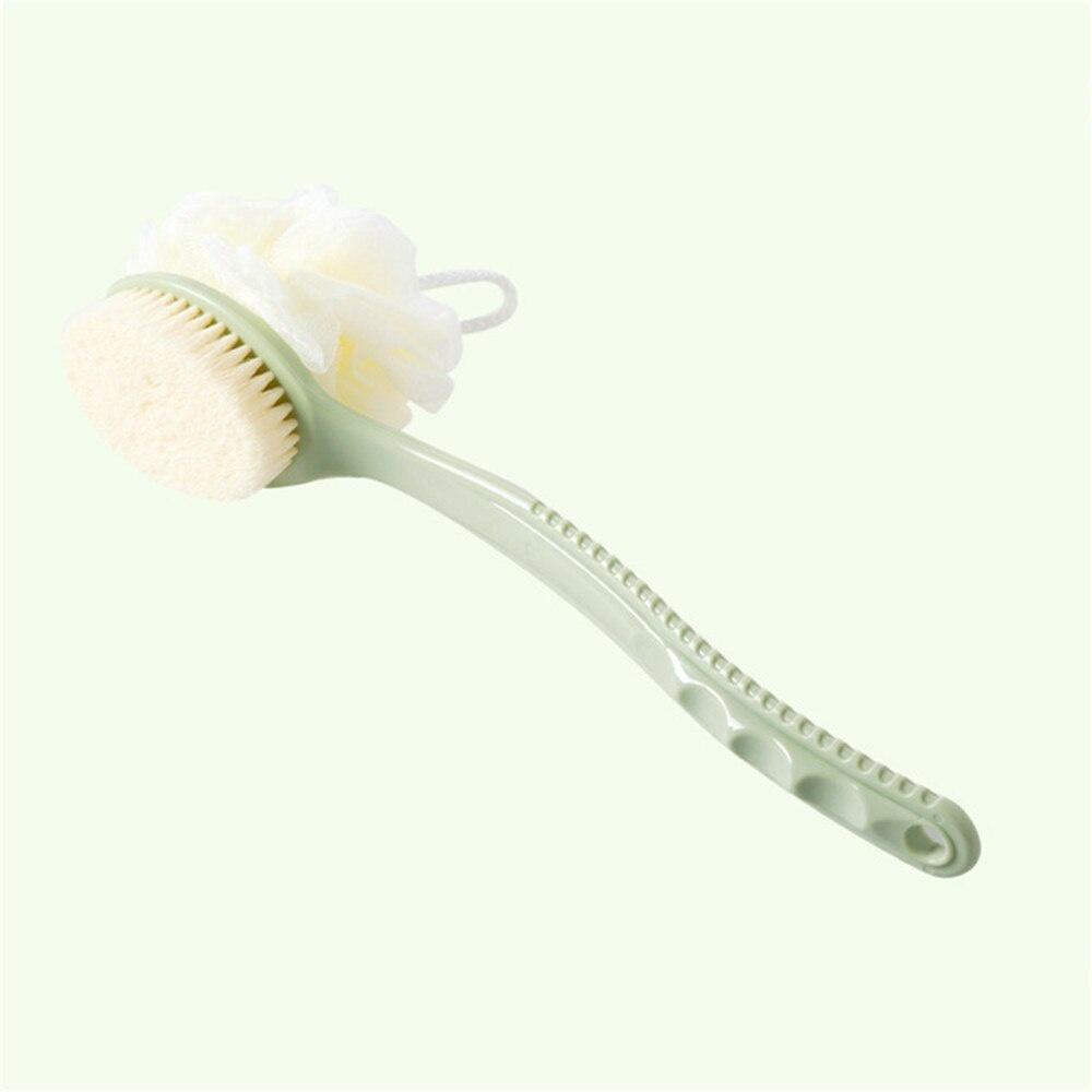 2 in1 Soft Fur Long-handled Nylon Yarn Bath Flower Brush Bath Artifact Bath Ball Adult Bath Brush Rub Back Brush Hair Bath Brush